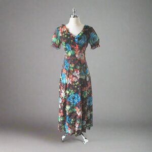 Vintage 70's Chiffon Maxi Party Dress S